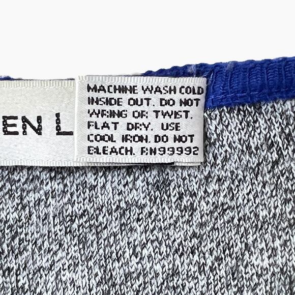 Karen Lessly Sweater Set Womens Large Zip Cardigan Sleeveless Top Gray Blue Trim - Picture 7 of 9